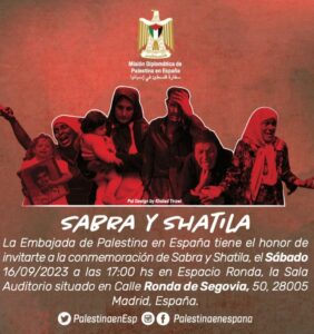 Conmemoración de Sabra y Shatila, Embajada Palestina en España